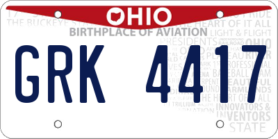 OH license plate GRK4417