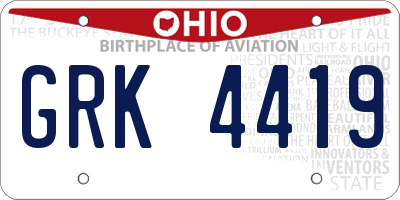 OH license plate GRK4419