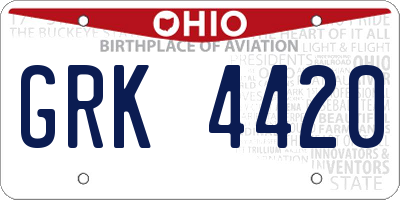 OH license plate GRK4420