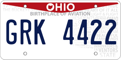 OH license plate GRK4422