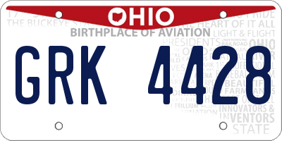 OH license plate GRK4428