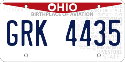 OH license plate GRK4435