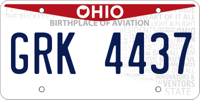 OH license plate GRK4437