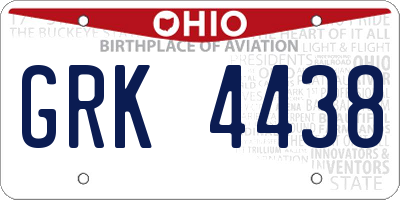 OH license plate GRK4438