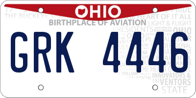 OH license plate GRK4446
