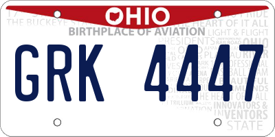 OH license plate GRK4447