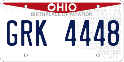 OH license plate GRK4448