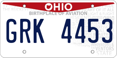 OH license plate GRK4453