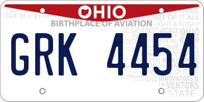 OH license plate GRK4454