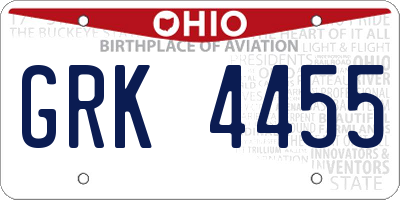 OH license plate GRK4455