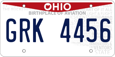 OH license plate GRK4456