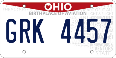 OH license plate GRK4457