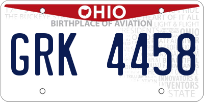 OH license plate GRK4458