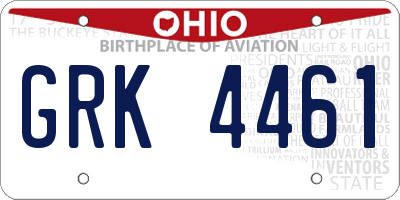 OH license plate GRK4461