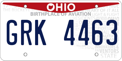 OH license plate GRK4463