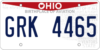 OH license plate GRK4465