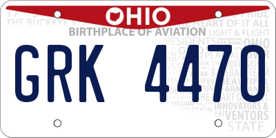 OH license plate GRK4470