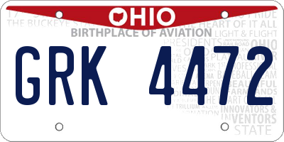 OH license plate GRK4472