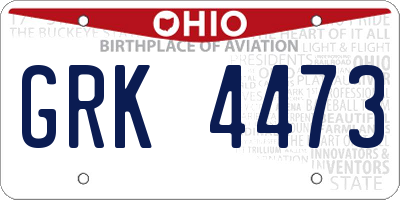 OH license plate GRK4473