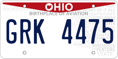 OH license plate GRK4475