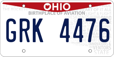 OH license plate GRK4476