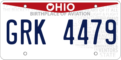 OH license plate GRK4479