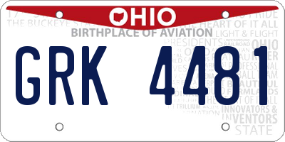 OH license plate GRK4481