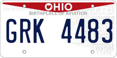 OH license plate GRK4483