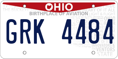 OH license plate GRK4484