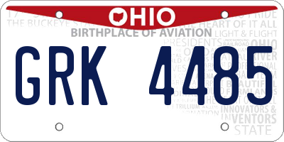 OH license plate GRK4485