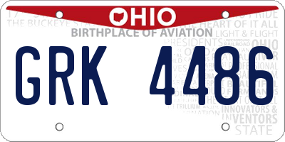 OH license plate GRK4486