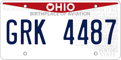 OH license plate GRK4487