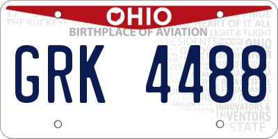 OH license plate GRK4488