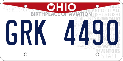 OH license plate GRK4490