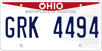 OH license plate GRK4494