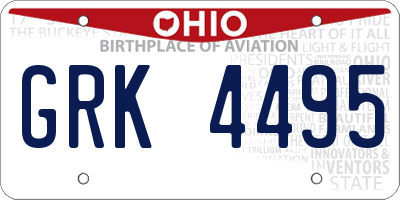 OH license plate GRK4495