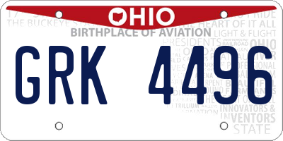 OH license plate GRK4496