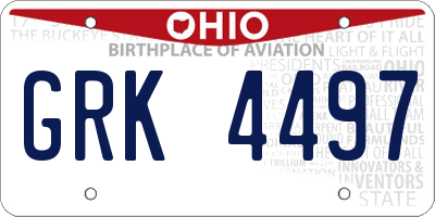 OH license plate GRK4497