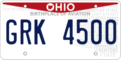 OH license plate GRK4500