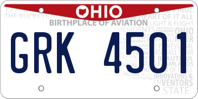 OH license plate GRK4501