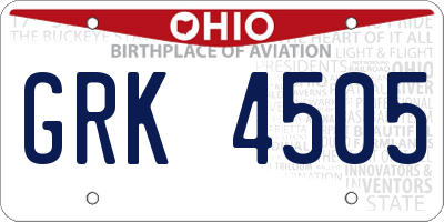 OH license plate GRK4505