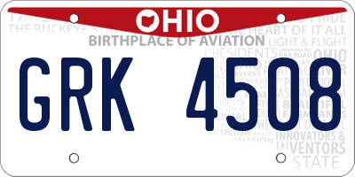 OH license plate GRK4508