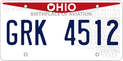 OH license plate GRK4512