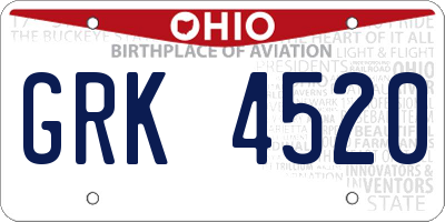 OH license plate GRK4520