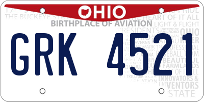OH license plate GRK4521
