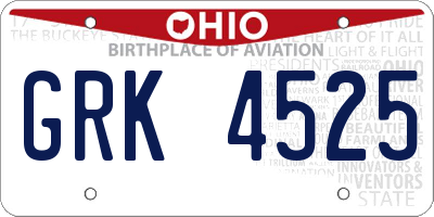 OH license plate GRK4525