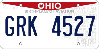 OH license plate GRK4527