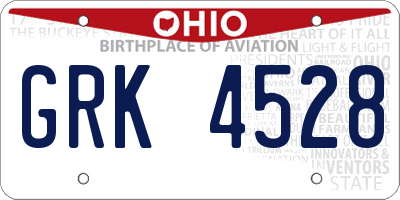 OH license plate GRK4528