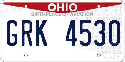 OH license plate GRK4530