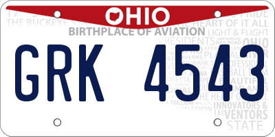 OH license plate GRK4543